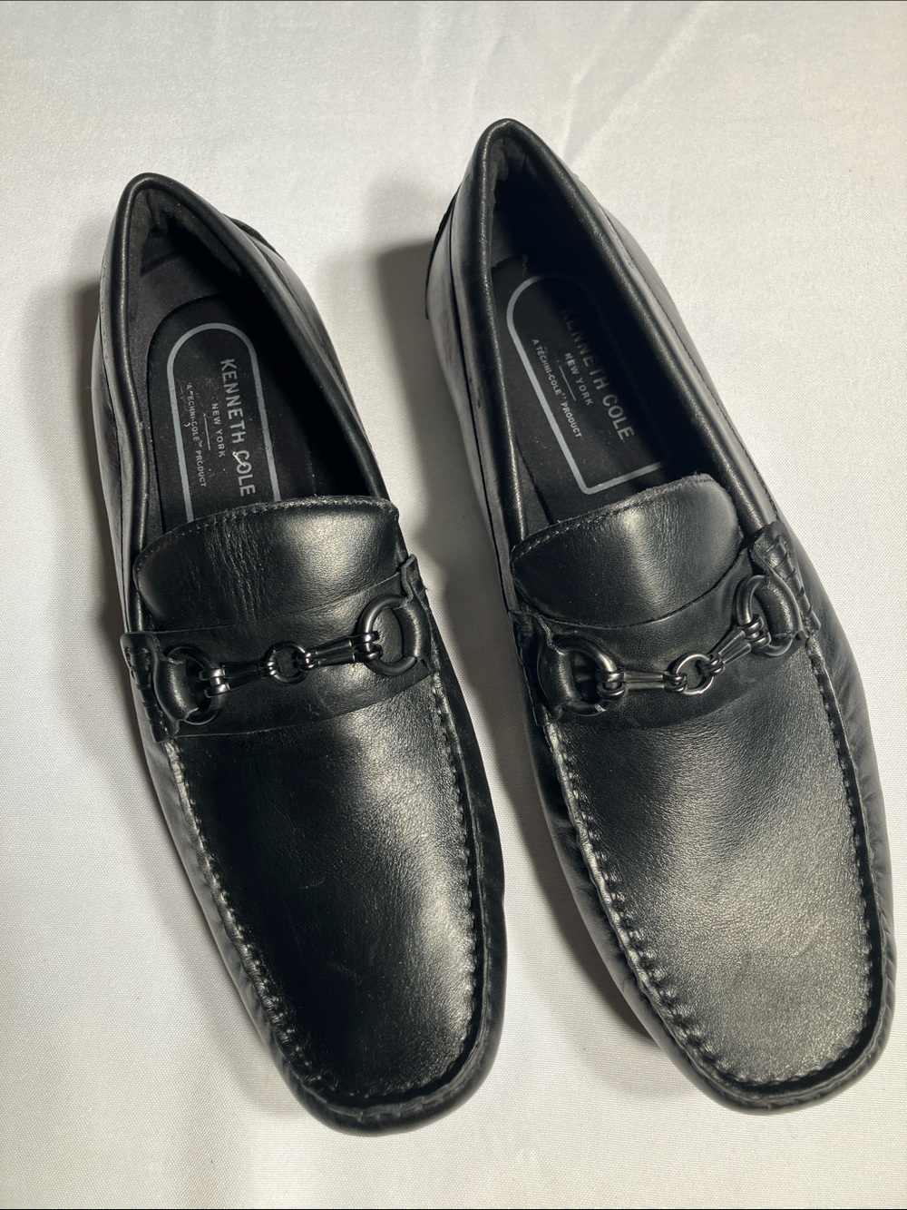 Kenneth Cole Black Leather Slip-On Bit Loafers